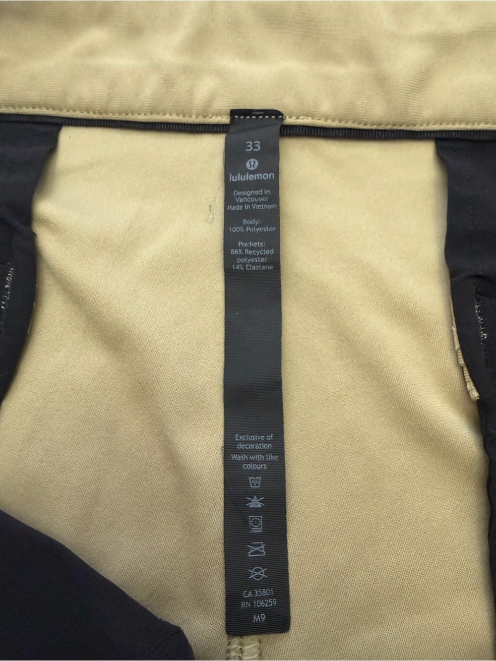 Lululemon Men's ABC Short 33 Khaki Tan Warpstreme Travel Golf Shorts 9" - Picture 6 of 16